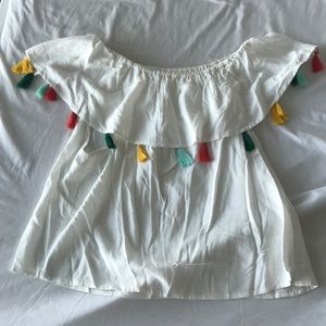 Tassel off shoulder top